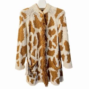 MICHAEL SIMON | NWT VTG Knit Cardigan Sweater Jumper Giraffe Animal Print Artsy